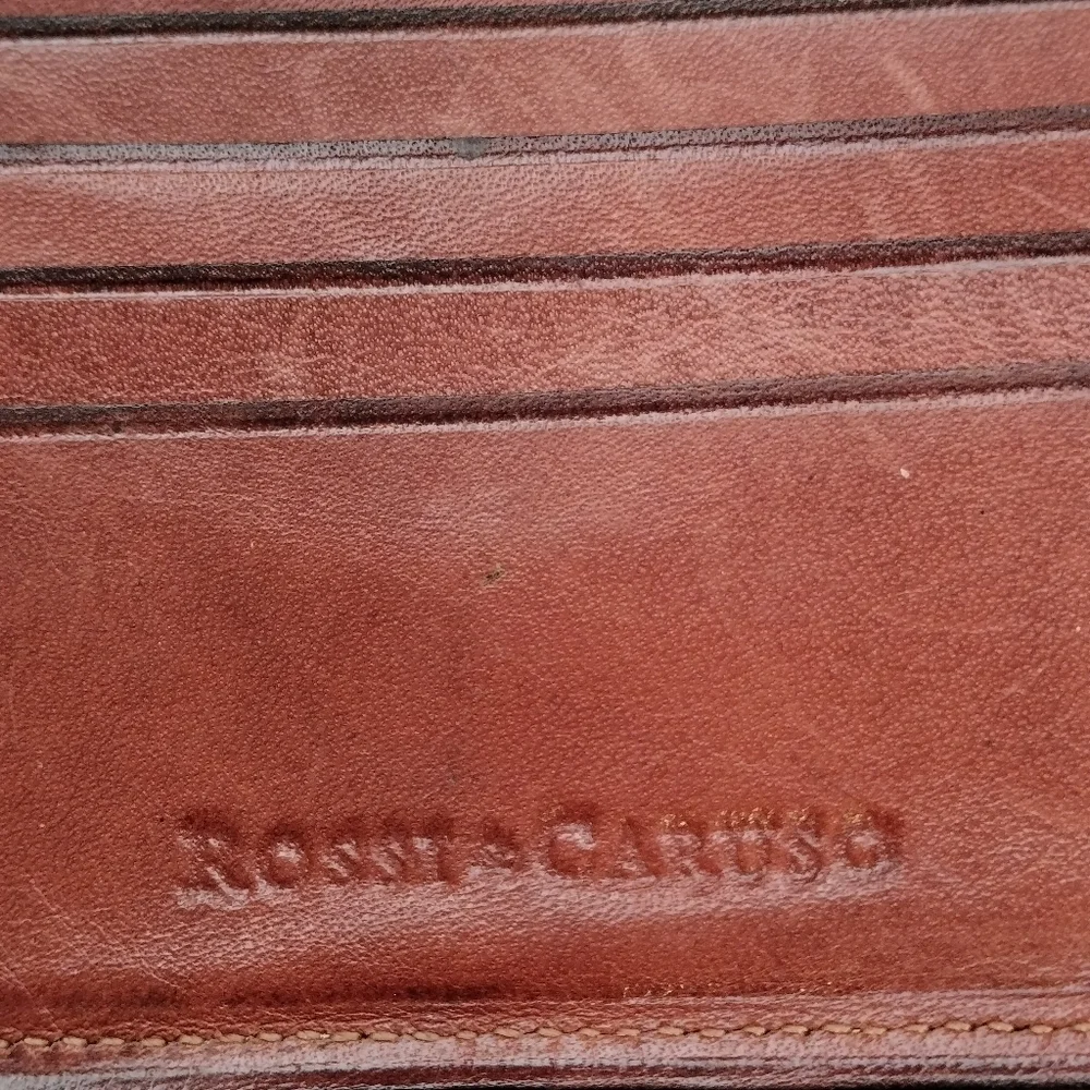 Rossi Caruso Men's Bi-fold Wallet Leather Card Holder Two Cash Slots Brown